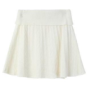 KEIKO白色扭花针织半身裙25秋冬温柔韩系弹力高腰显瘦a字短裙伞裙