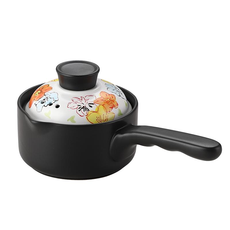 日式陶瓷砂锅小号迷你单柄辅食奶锅家用燃气炖锅可明火煮汤泡面锅
