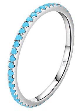 雅影绿松石S925纯银戒指女