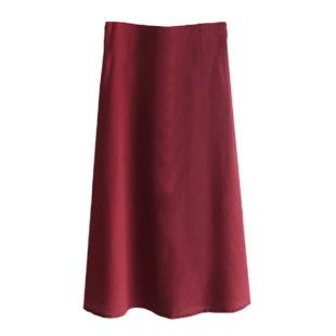 2025春夏西装料车厘子红A字高腰伞裙中长款半身裙长裙女小红裙子