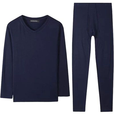 雪竹V领秋衣秋裤薄款保暖套装