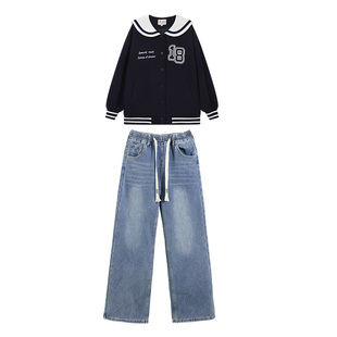 高中生外套新款秋冬季套装搭配初中生2025大童加厚夹克棒球棉服女