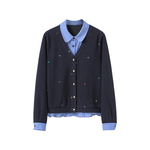 李子木先生休闲衬衫领卫衣女2026春季休闲减龄绣花假两件上衣开衫