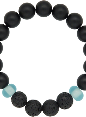 手工逸述黑玛瑙火山石男女手串