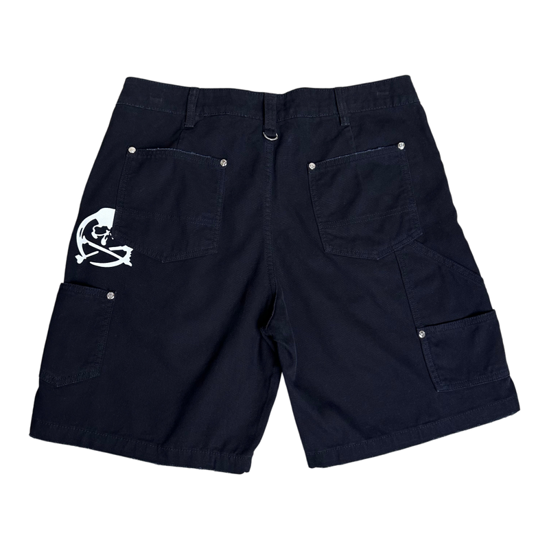 工装骷髅头多袋宽松五分短裤男