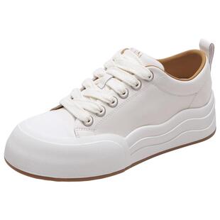 莱尔斯丹YOUNG低帮圆头运动休闲鞋子厚底增高真皮小白鞋女4T38201