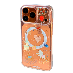 九点半双层可爱透明童趣大象小熊梦幻磁吸适用于苹果17promax/16PM手机壳iPhone17Pro支架全包防摔保护壳套