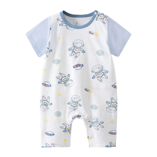 贝肽斯儿童睡衣夏薄款纯棉连体宝宝睡衣男女童睡袋家居服连体衣