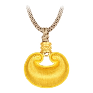 潮宏基传家宝足金项链古法黄金坠链吊坠拉丝金坨坨结婚三金 计价