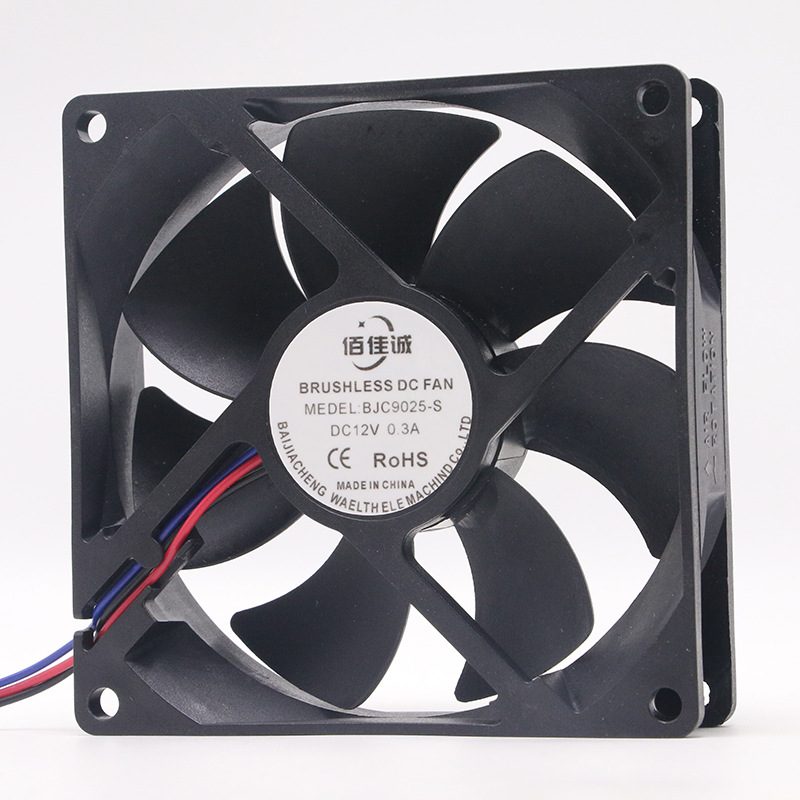 直销DC9025 工业风扇9cm 12V含油三线测速直流散热排风扇