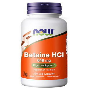 【自营】NOWFoods盐酸甜菜碱胃蛋白酶胶囊调理肠胃助力胃消化养胃
