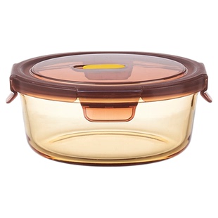 玻璃饭盒微波炉专用耐热大容量保险三分隔便当小号圆长方形保鲜碗