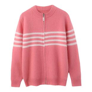 儿童纯羊毛拉链开衫半高领针织毛衣男女童韩版休闲羊绒简约外套潮