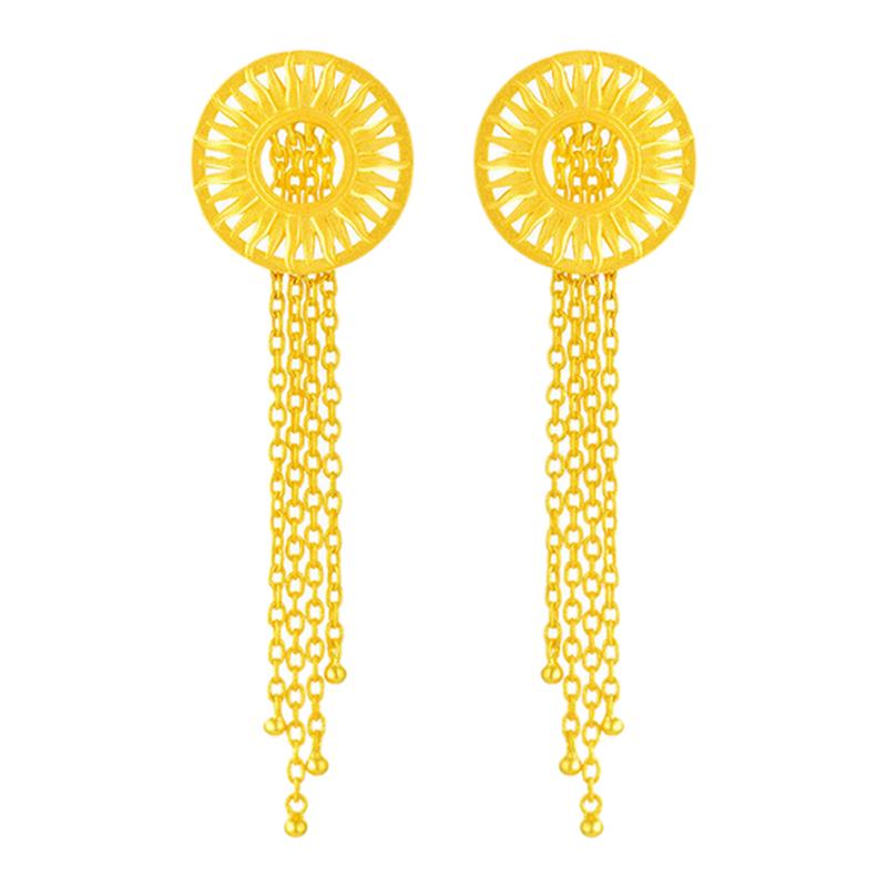 justgold镇金店热恋里约足金黄金耳钉耳环(含耳堵)1327921Y