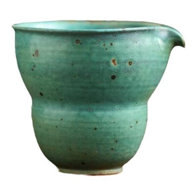 景德镇窑变苏打绿蕉叶葫芦公道杯手工粗陶铁锈点公杯胖墩匀杯茶海