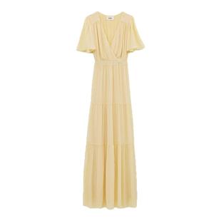 bash春季优雅明媚法式度假派对裙柠檬黄连衣裙1E25NATA