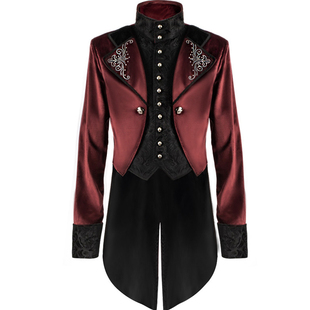 欧美万圣节燕尾服中世纪复古魔术师服装中长朋克男款大衣亚马逊热