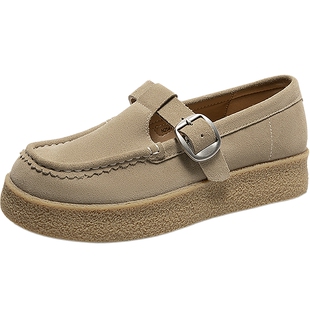 natursun袋鼠玛丽珍鞋女春季厚底复古女鞋T字带百搭休闲中跟单鞋