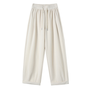 慵懒风八分阔腿裤女春夏新款宽松显瘦垂坠感九分休闲直筒运动裤子