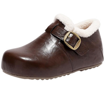 森达毛毛鞋26春新毛绒保暖棉鞋雪地靴加绒鞋子女鞋冬内增高勃肯鞋