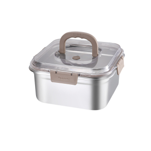 316不锈钢保鲜盒饭盒食品级密封收纳盒冰箱水果便当方盒子带盖碗