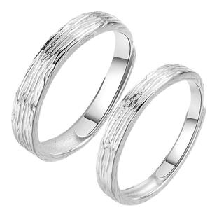 岁月留痕情侣戒指s925纯银学生潮流个性开口指环时尚简约纹理对戒