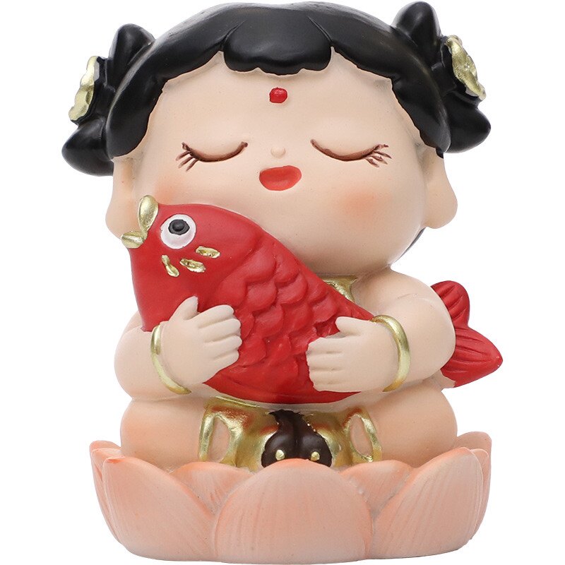 善财童子小摆件创意家居装饰品办公桌面Q版可爱金童玉女手办摆件