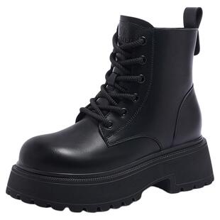 骆驼女鞋2025秋冬骆驼马丁靴女英伦风加绒短靴厚底增高时装靴