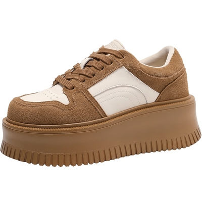 百丽女鞋子百搭休闲鞋女春季新款复古单鞋黑色运动鞋B2355AM5