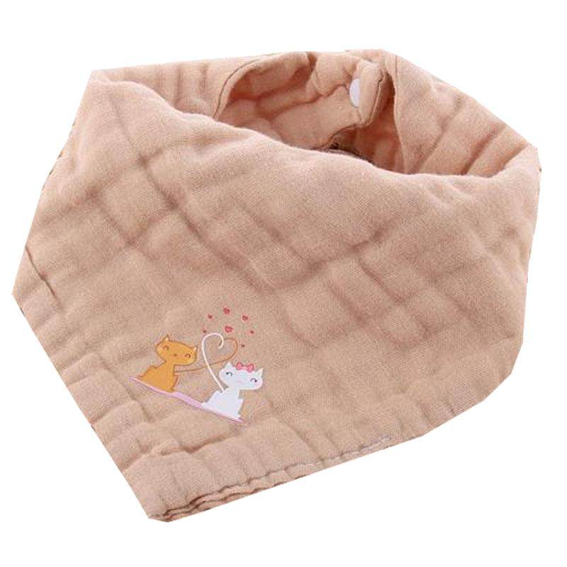 宝宝口水巾三角巾纯棉纱布新生婴儿围嘴女男童加厚双按扣围兜围巾