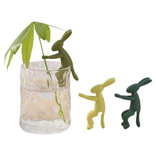 水培兔子固定器植物生长伴侣宽口玻璃花瓶水培植物固定架装饰花器