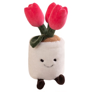 办公室空气净化新宠郁金香毛绒玩具桌面摆件汽车竹炭包公仔除甲醛