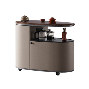 诚骏北美黑胡桃木实木小茶车可移动旋转储物意式轻奢阳台茶水茶桌