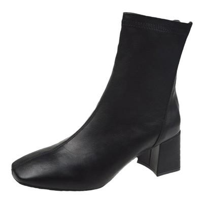 马丁靴粗跟高跟夏季薄款靴子