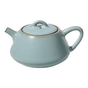 东道汝窑馆藏纪念款茶具茶壶客厅招待送礼陶瓷茶壶 石瓢壶 天青色