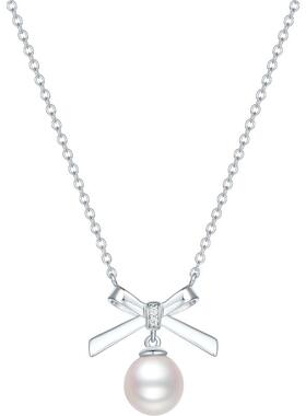 周六福项链女淡水珍珠链坠S925银时尚百搭小众送女友节日礼物