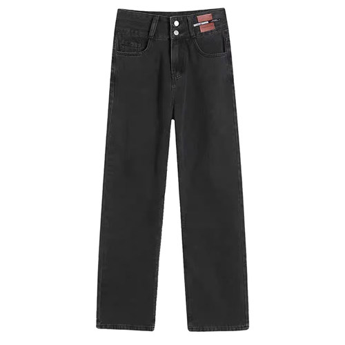 大码女装胖mm黑色直筒牛仔裤女秋冬新款裤子宽松显瘦百搭加绒女裤