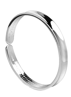 复古拉丝百搭光面开口佛经银镯子