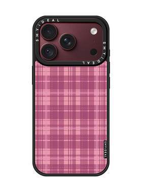 适用苹果18手机壳iphone18Pro保护套17Promax磁吸16plus新款带手链15pro勃艮第酒红色14防摔13粉红格子12外11