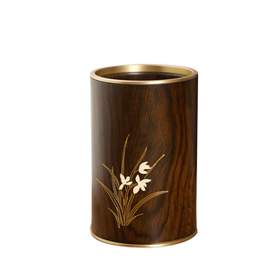 黄铜木韵笔筒笔山书法国画黑檀木礼盒文房四宝摆件桌面收纳毛笔收纳