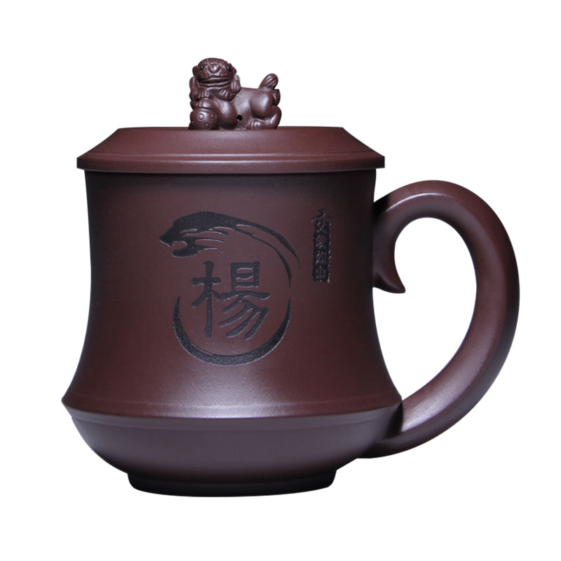 泡茶手工紫砂杯叶凡紫泥刻字定制