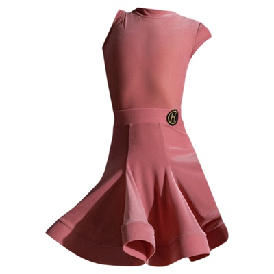 皇朝拉丁舞比赛服2025新款女儿童雾面绒短袖规定服HC6401+HC7137