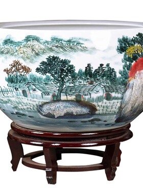 景德镇陶瓷中式书画缸摆件