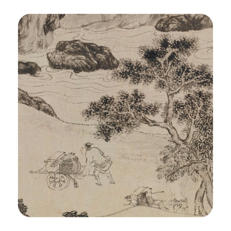 唐寅《南游图》仿古山水画装饰画