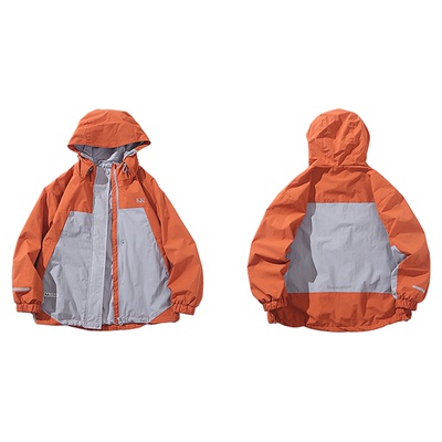 mipo秋季儿童方格塔丝隆拼色外套