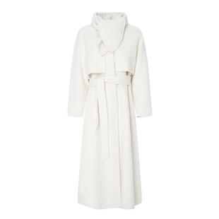 IDPAN女装冬季新款时尚质感精致收腰知性通勤羊毛双面呢大衣