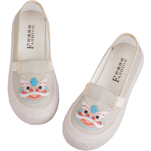 布鞋女款2026新款休闲厚底防滑渔夫鞋轻便透气耐磨软底老北京布鞋