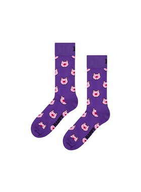【春夏款】Happy Socks潮牌可爱像素多彩袜子紫色多巴胺中筒袜