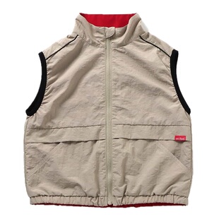 日本 BREEZE 2025秋儿童装防水两面穿轻薄拉链坎肩马甲中长款外套