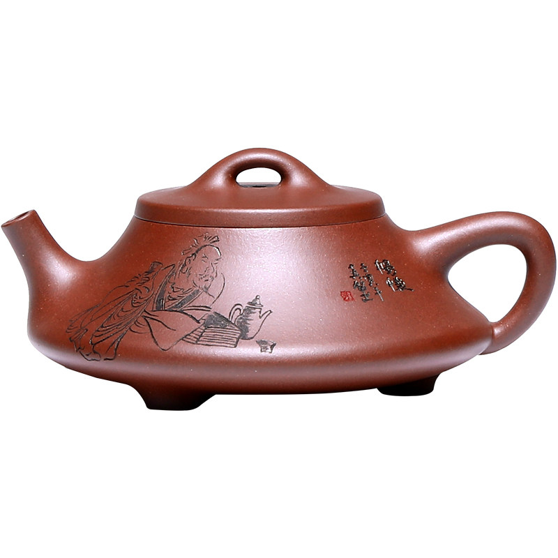 和泥有缘复古紫砂名家刻绘茶壶